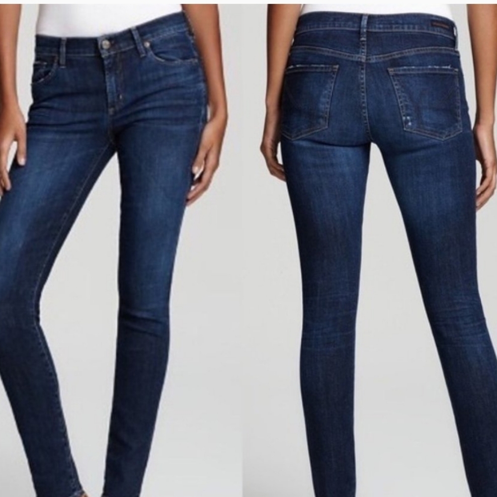 Citizens of Humanity Avedon 28 Slick Skinny Jeans Fray Hem Dark Wash
